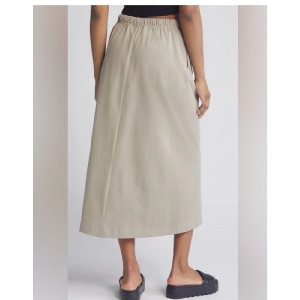 Fear of God Essentials Beige Cotton Midi Skirt Women S Drawstring Pockets - Picture 2 of 12